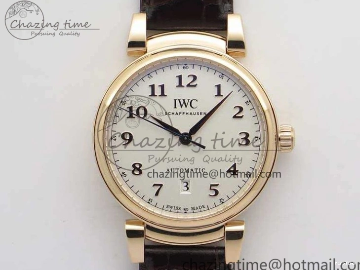 MIROTIME 0722 Neat Da Vinci IW356601 RG MKF 1:1 Best Edition White Dial On Brown Leather Strap A 7230